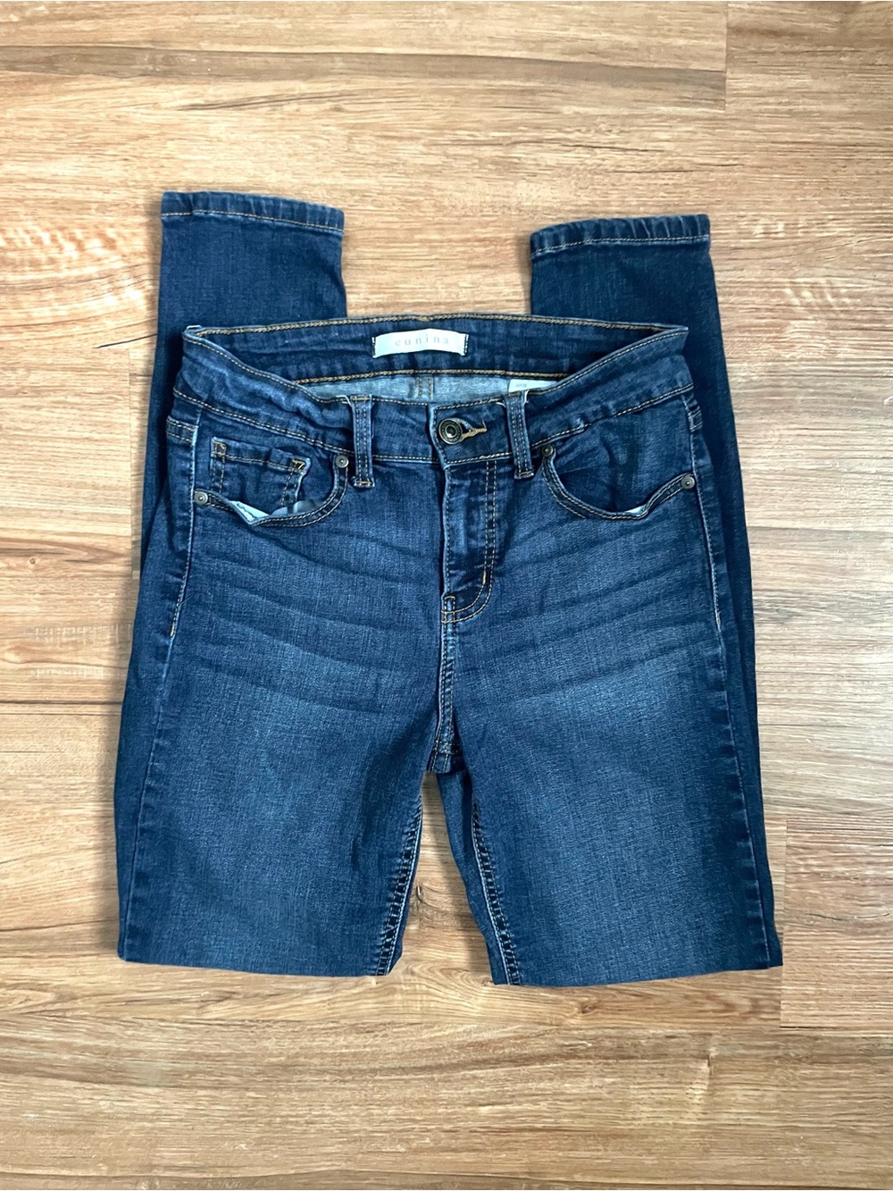 eunina Jude Dark Blue Mid Rise Ankle Skinny Jeans Size 7